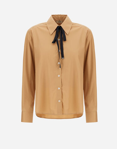 Camel Poplin Bow Top
