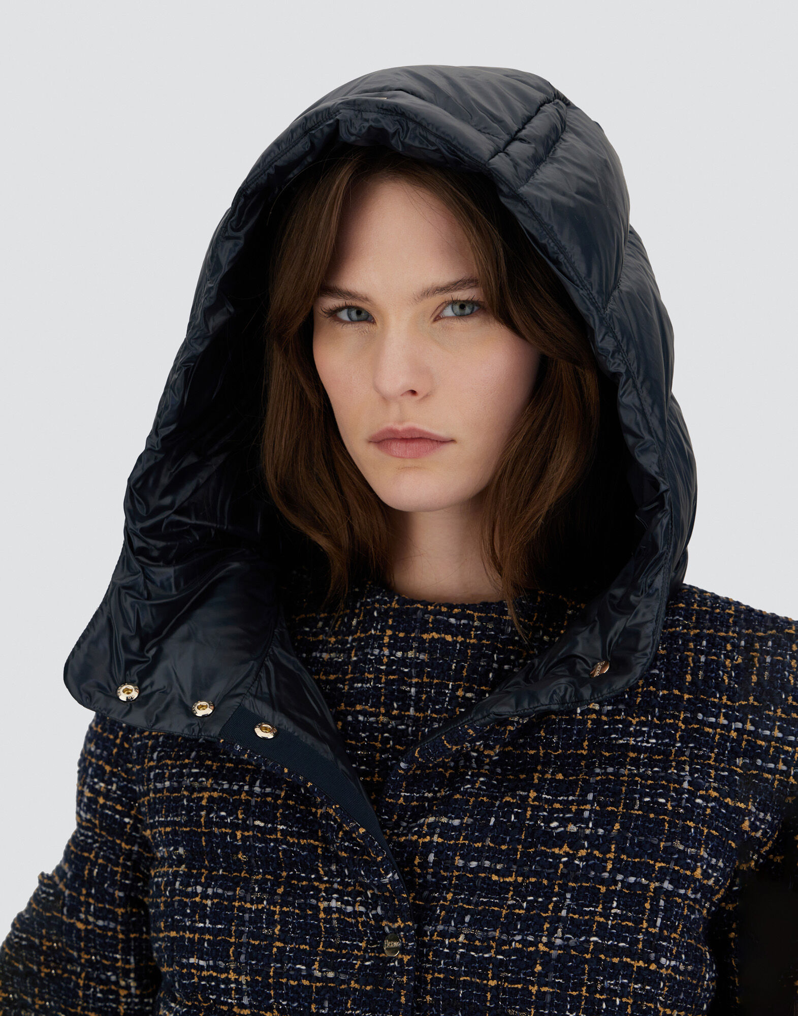 レディース オペレイテッドツイード&ナイロンウルトラライト コート