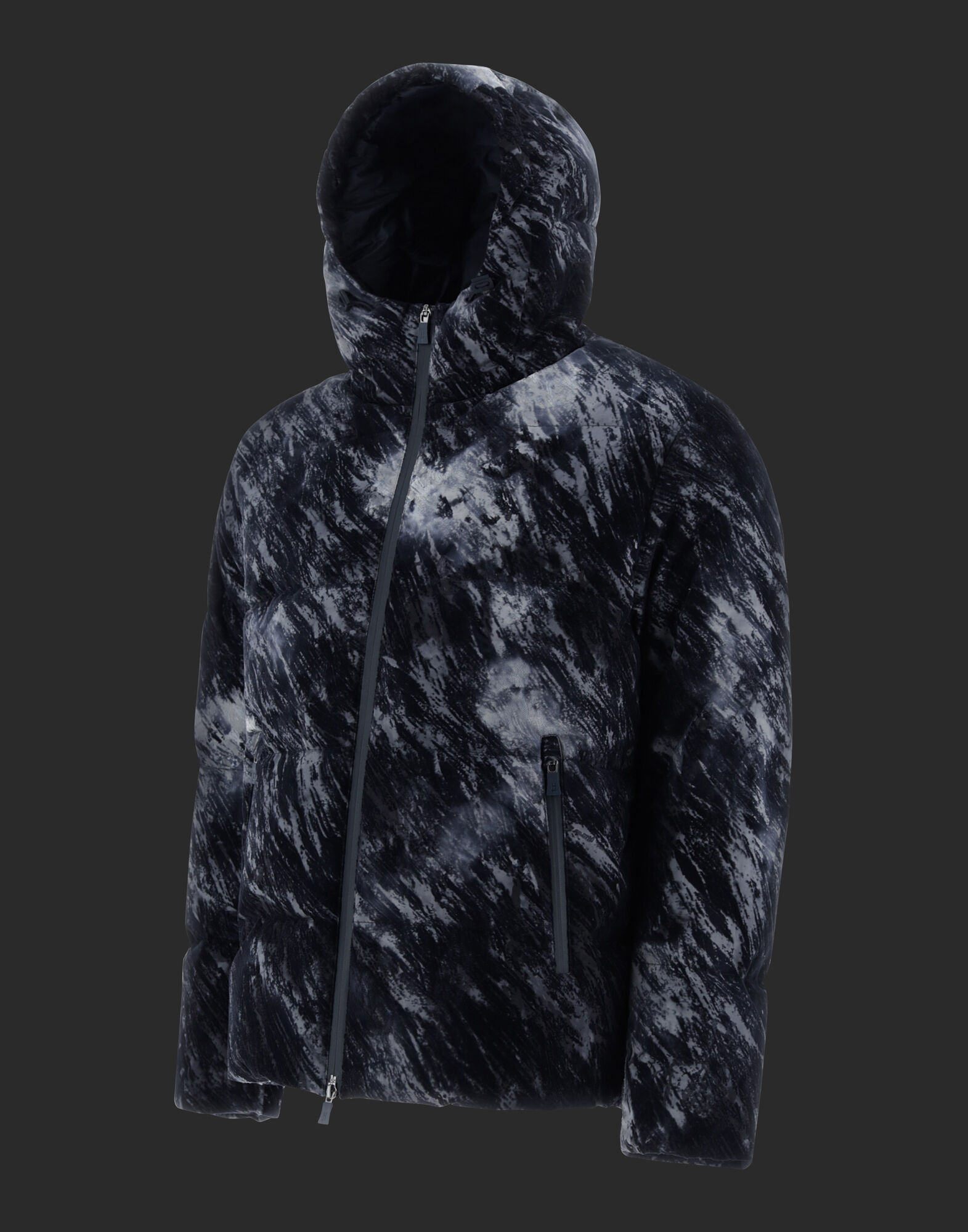 LAMINAR BOMBER JACKET IN SNOW STORM in Black/Grey | Herno®