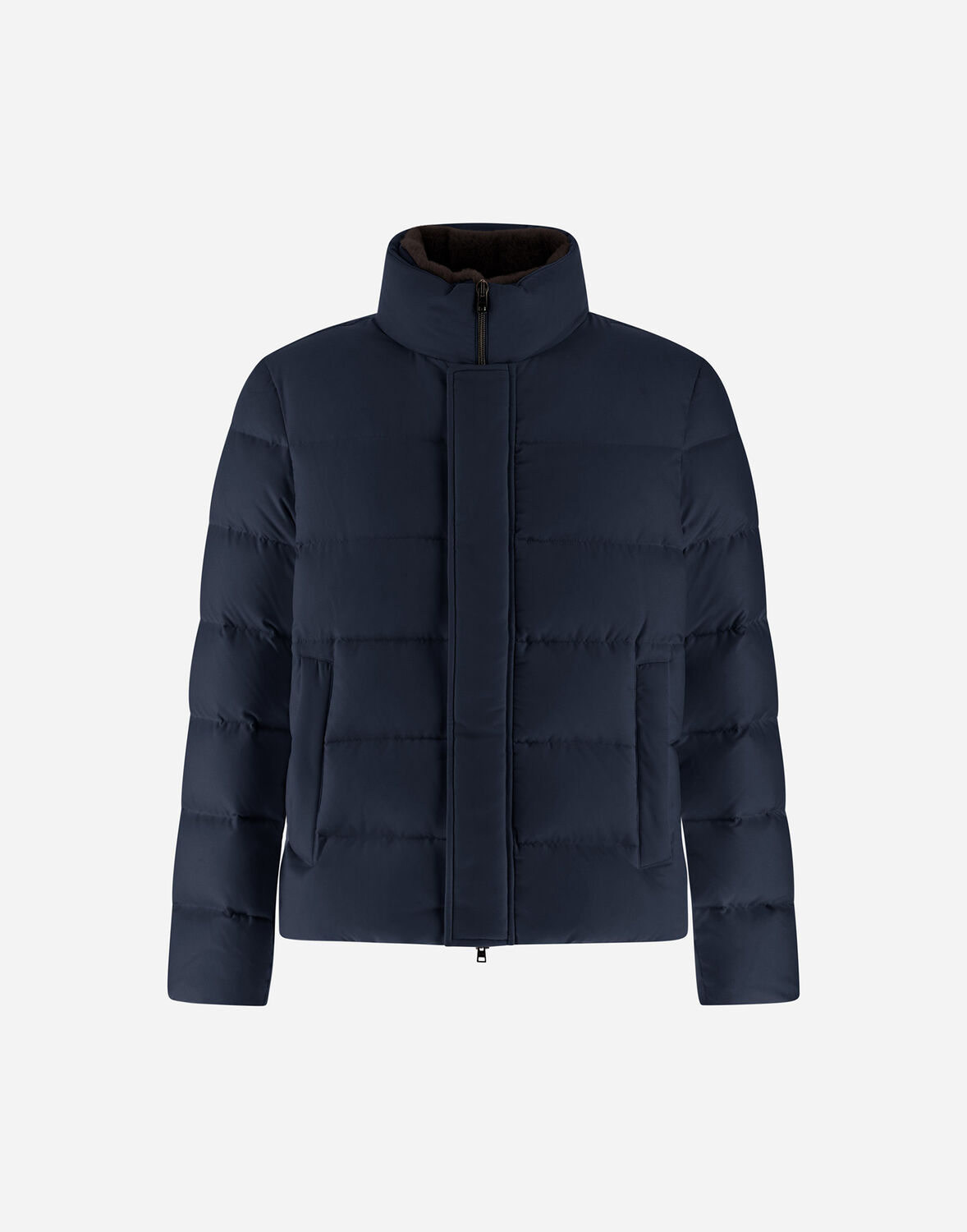 Herno Short Down Jacket With Detachable Fur Insert In Black