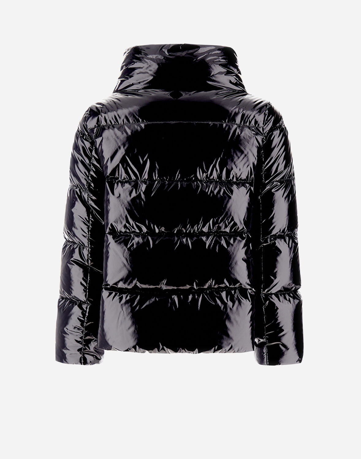 Herno Glossy Hooded Down Coat With Quilted Design In Black