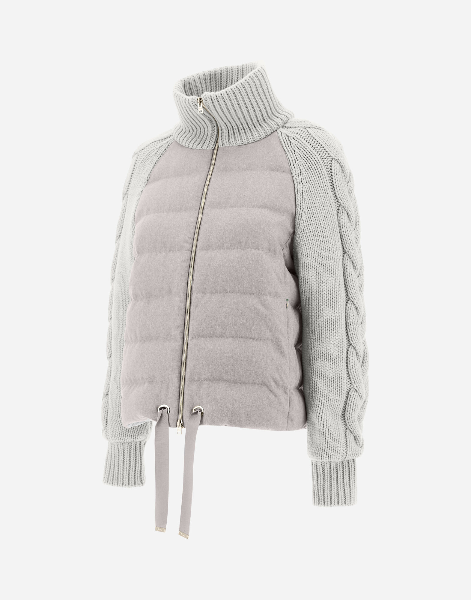 SILK CASHMERE AND KNIT BOMBER JACKET in Grey Pearl for Women Herno