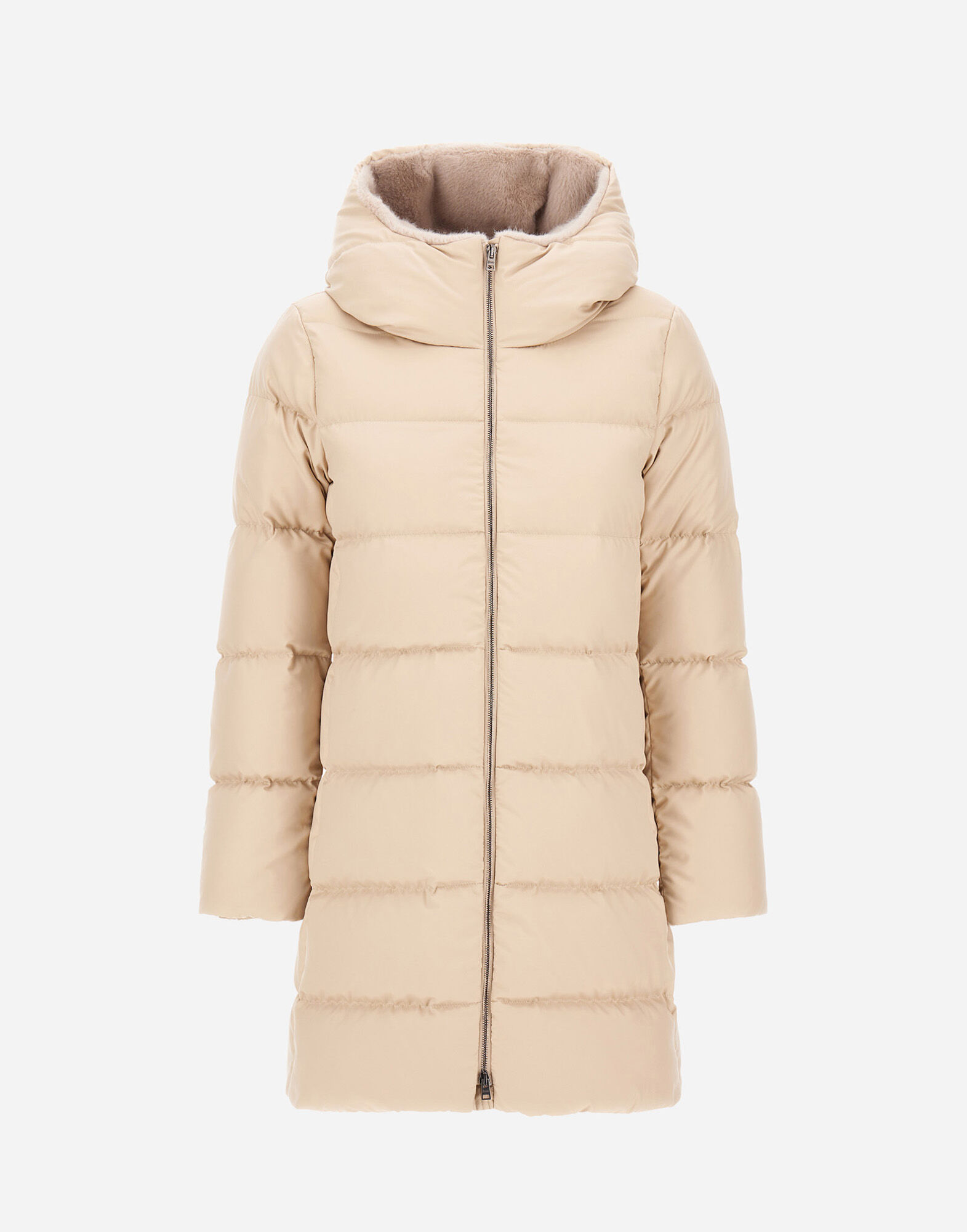 Herno ベージュ ピーコート A-SHAPE JACKET IN ARENDELLE AND NEW LADY FAUX FUR in Light Beige