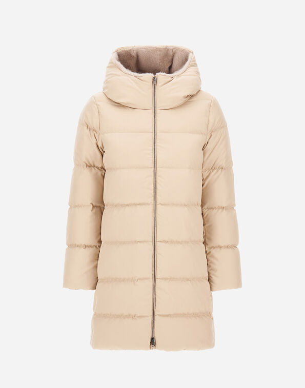 Herno A-SHAPE JACKET IN ARENDELLE AND NEW LADY FAUX FUR Light Beige PI001948D12414Z1980