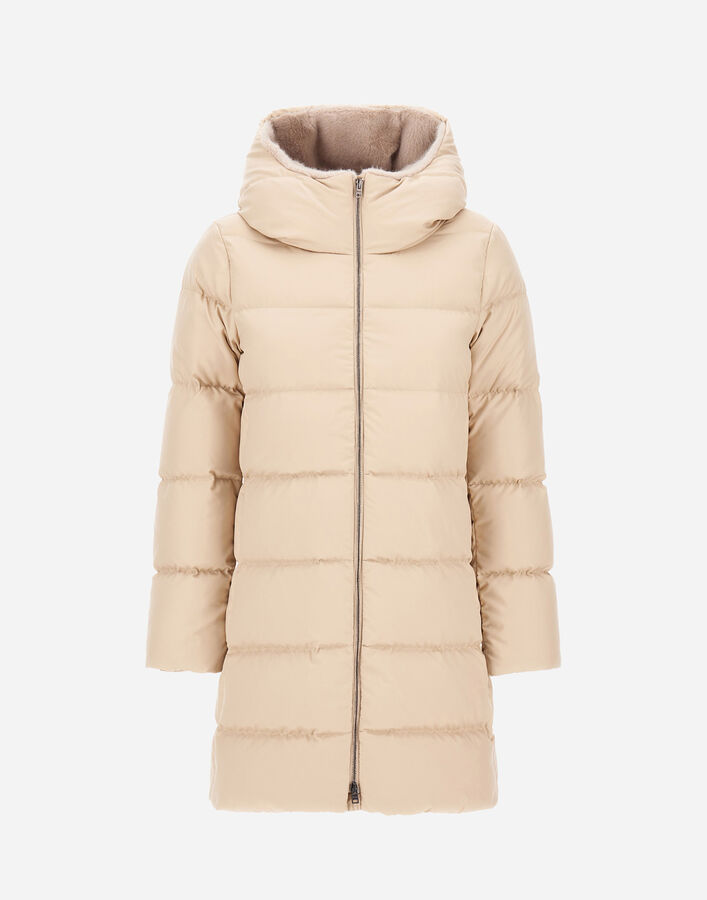 Herno A-SHAPE JACKET IN ARENDELLE AND NEW LADY FAUX FUR Light Beige PI001948D12414Z1980