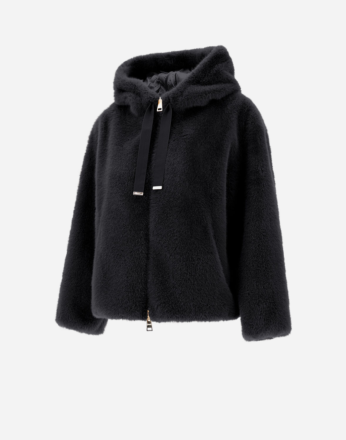 Herno Bomber Soft Faux Fur In Black