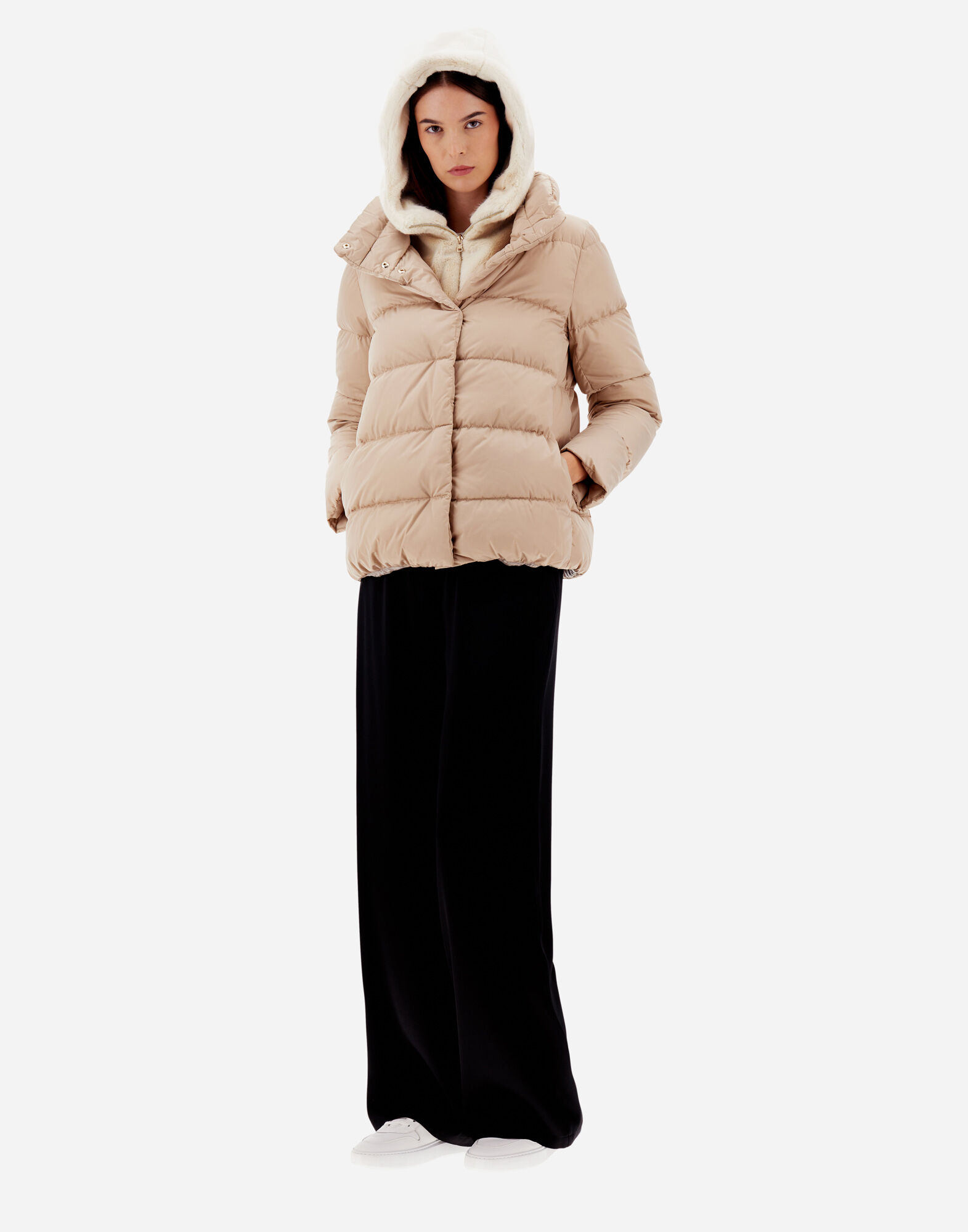 PIUMINO CORTO RASO LADY FAUX FUR HDM in Chantilly for Women Herno
