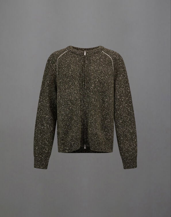 Herno LAMINAR CARDIGAN IN MOULIN&Eacute; KNIT Olive Green MC00020UL703787309