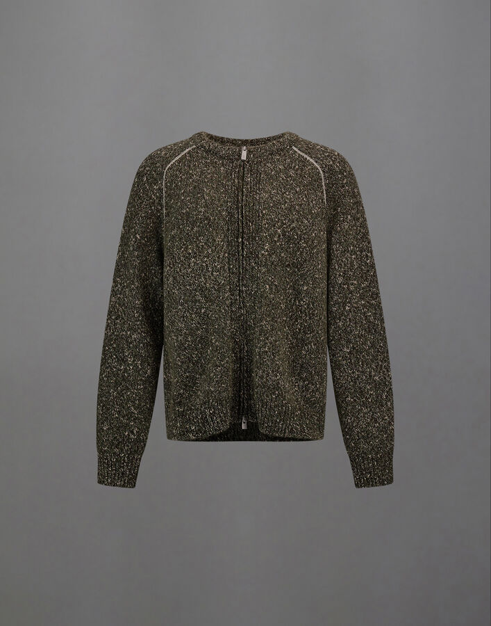 Herno LAMINAR CARDIGAN IN MOULIN&Eacute; KNIT Olive Green MC00020UL703787309