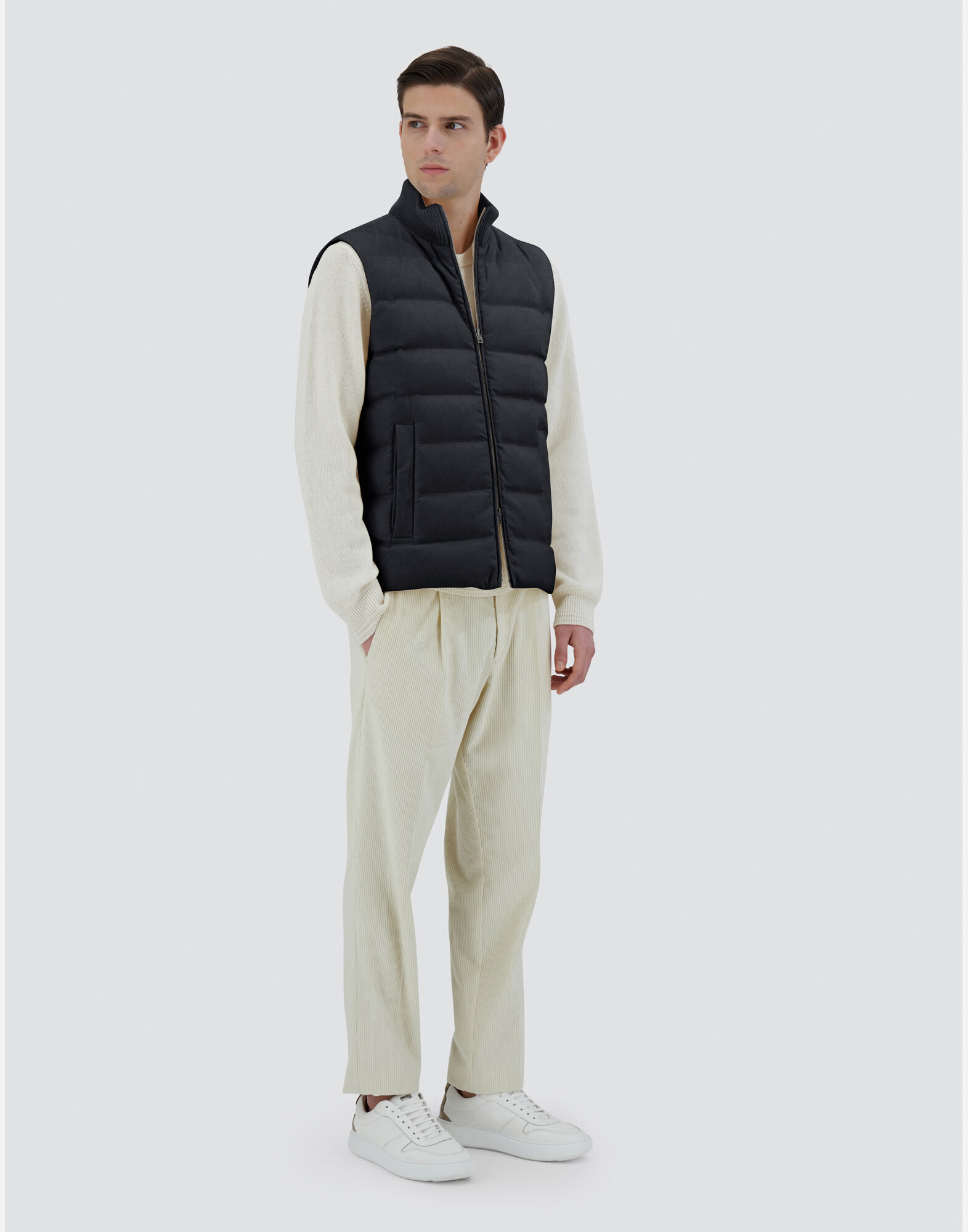VEST IN CASHMERE SILK AND KNIT in Navy Blue for Men Herno