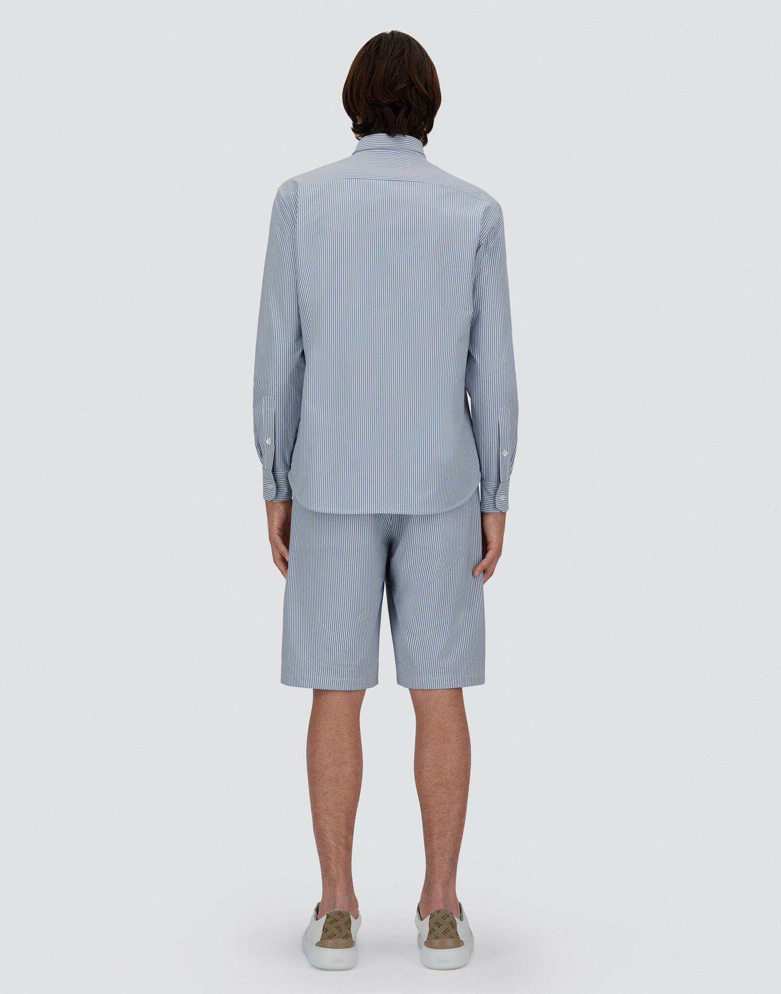 SUMMER STRIPE SHACKET in White/Light Blue for Men | Herno®