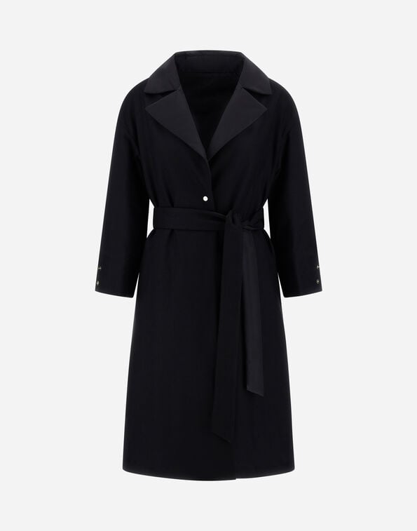 Herno REVERSIBLE COAT IN FLUID WOOL AND CHANGING NYLON Black CA0003DNW33453Z9300