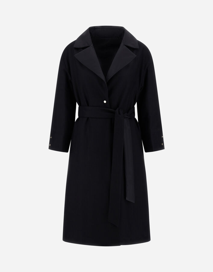 Herno REVERSIBLE COAT IN FLUID WOOL AND CHANGING NYLON Black CA0003DNW33453Z9300