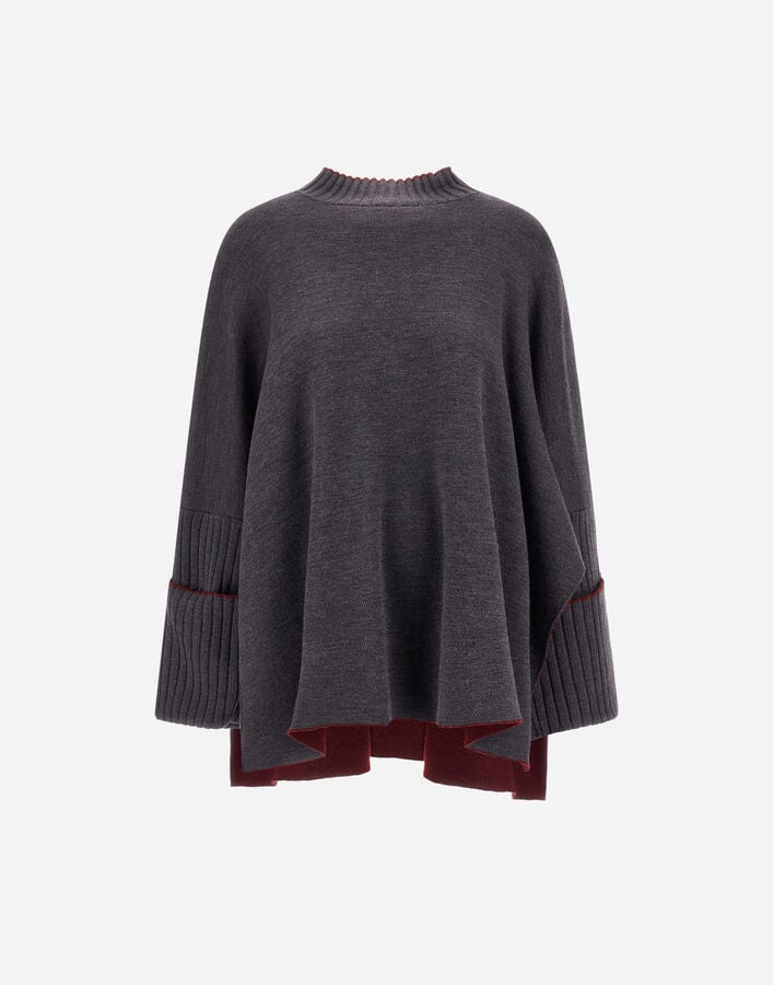 Herno DOUBLE-KNIT WOOL PONCHO Iron ML000069D700709487