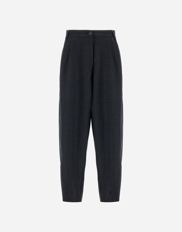 Herno RELAXED TROUSERS IN FLUID WOOL Iron PT000177D334539487