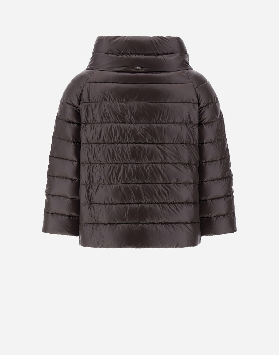 Herno Mini Cape With Jewelled Sleeves In Dark Chocolate