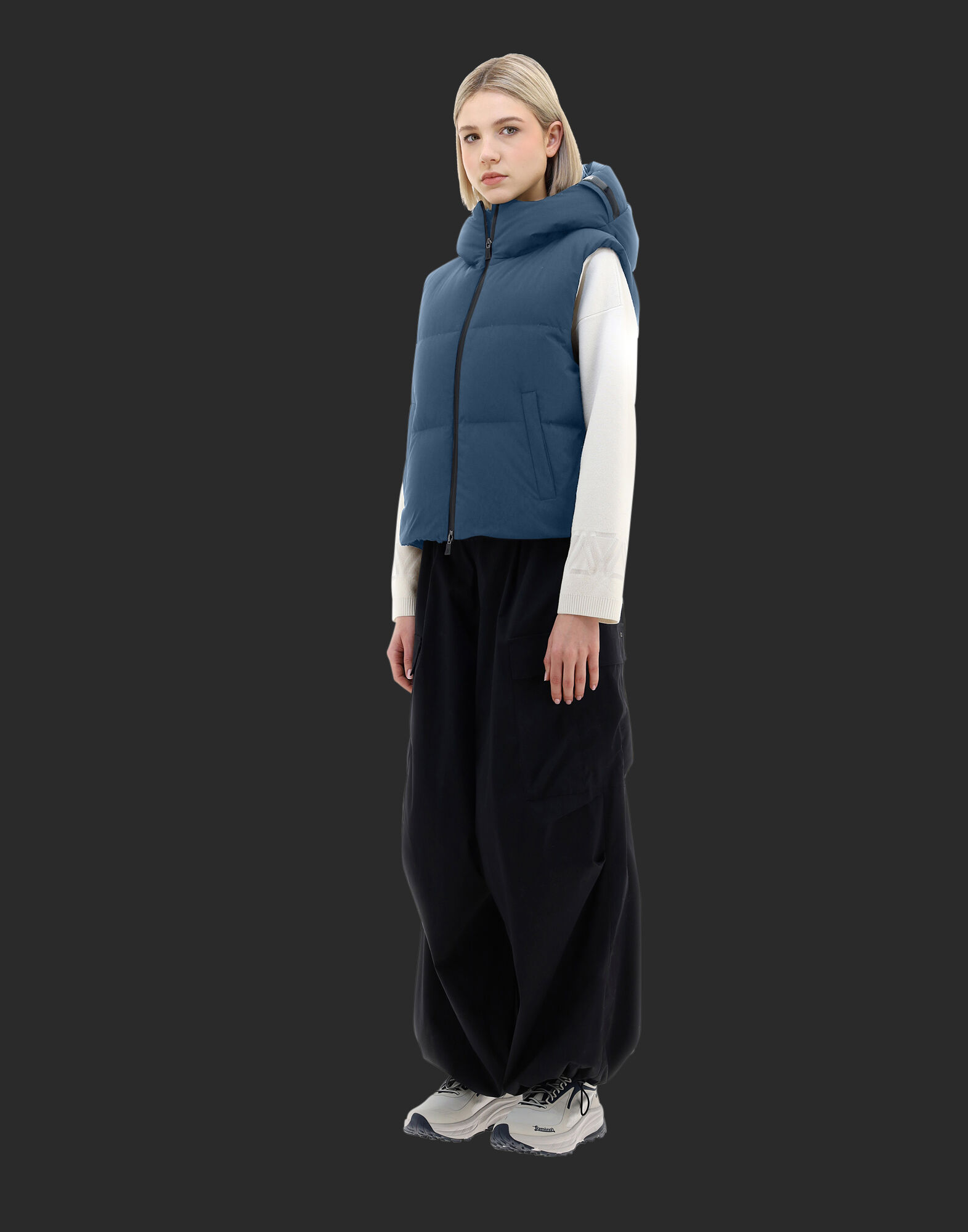 PIUMINO GILET TEDDY TECH LINING in Indian Blue for Women Herno