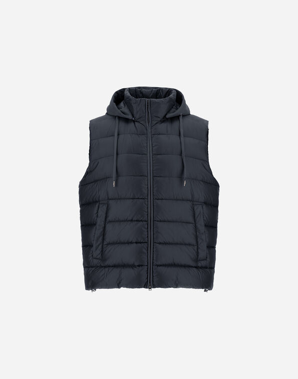 Herno RESORT VEST IN ULTRALIGHT NYLON AND SUEDE-EFFECT MICROFIBRE Navy Blue PI00117UR12020Z9200