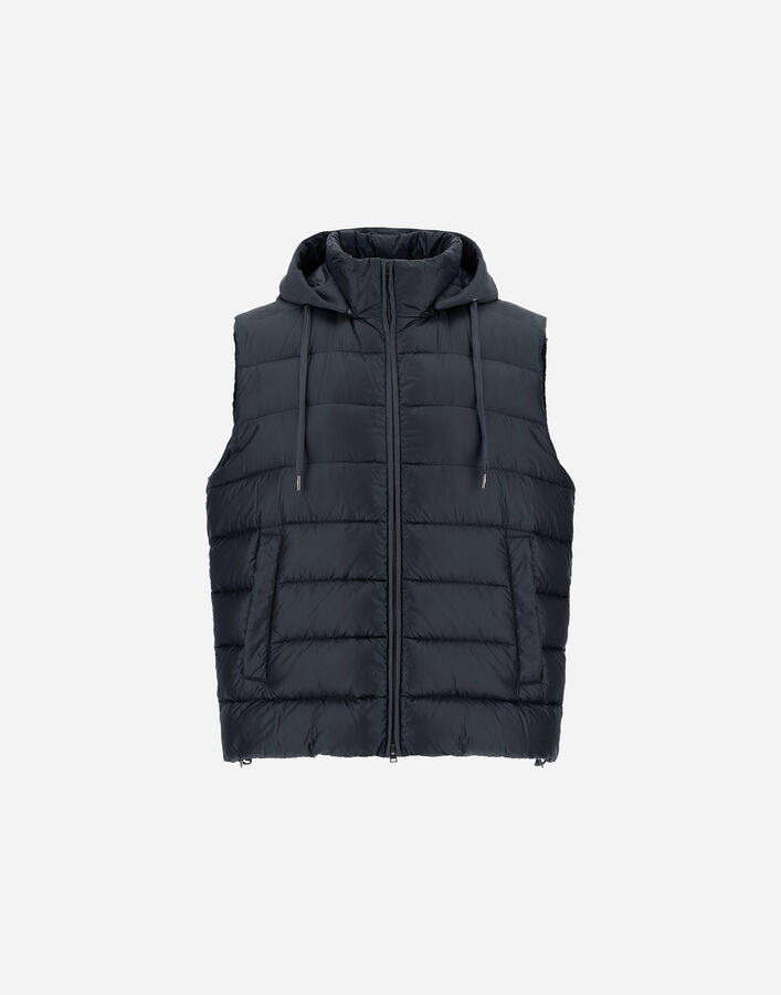 Herno RESORT VEST IN ULTRALIGHT NYLON AND SUEDE-EFFECT MICROFIBRE Navy Blue PI00117UR12020Z9200