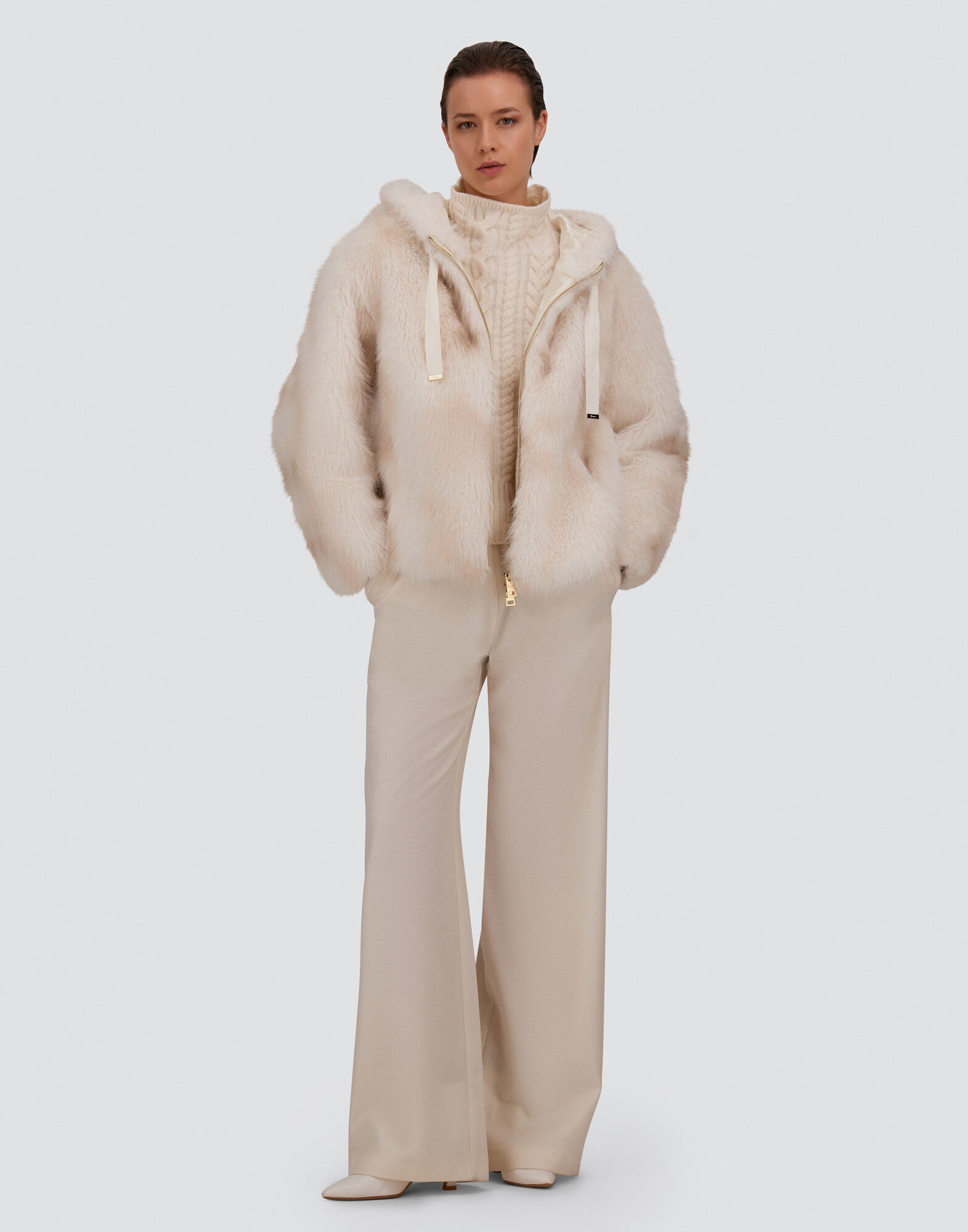 LYNX-EFFECT FUR-TOUCH JACKET in Ivory for Women | Herno®