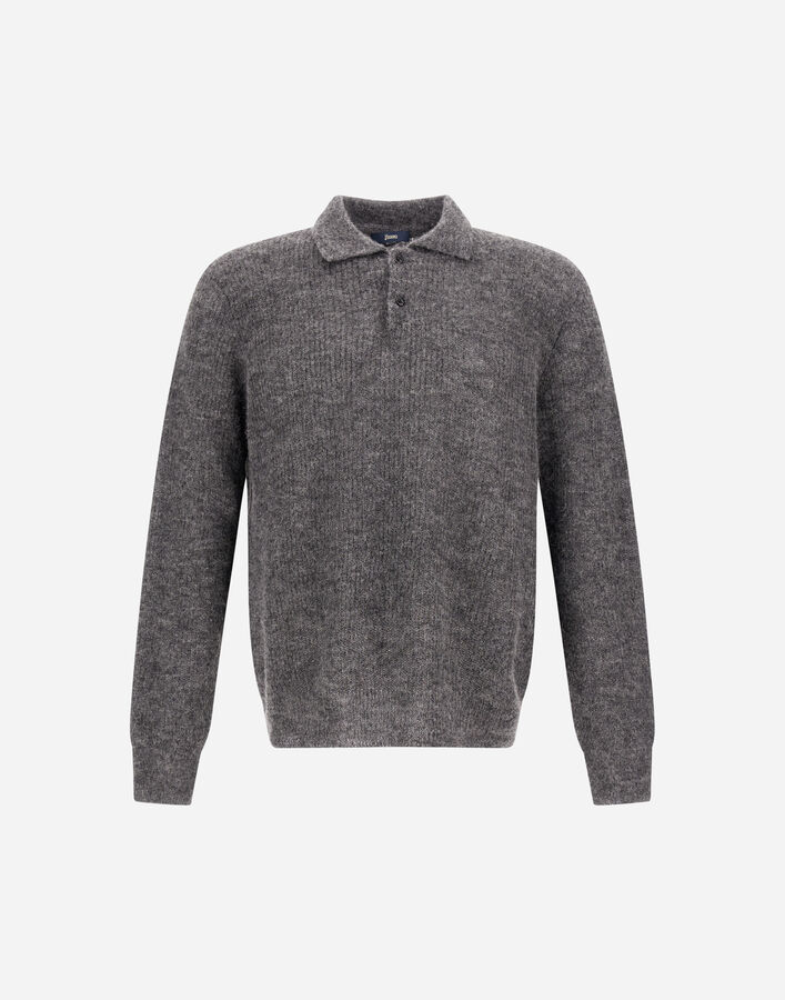 Herno POLO SHIRT IN COB STITCH ALPACA WOOL Grey MPL00004U703129460
