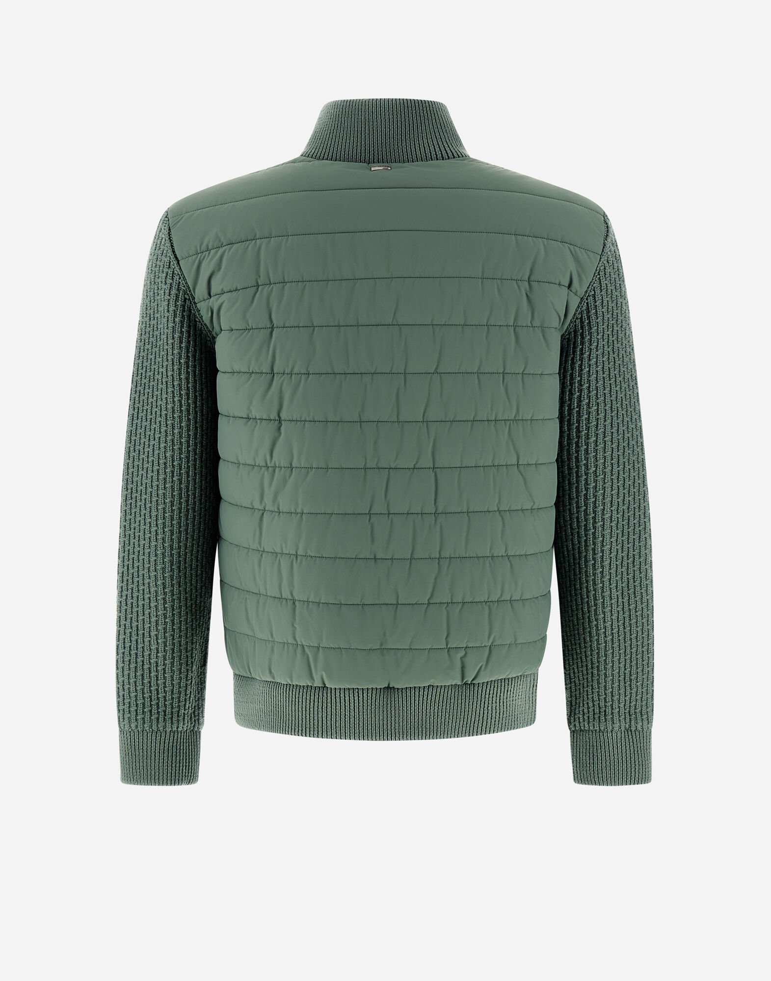 RESORT BOMBER JACKET IN LIGHT NYLON STRETCH & KNIT in Sage