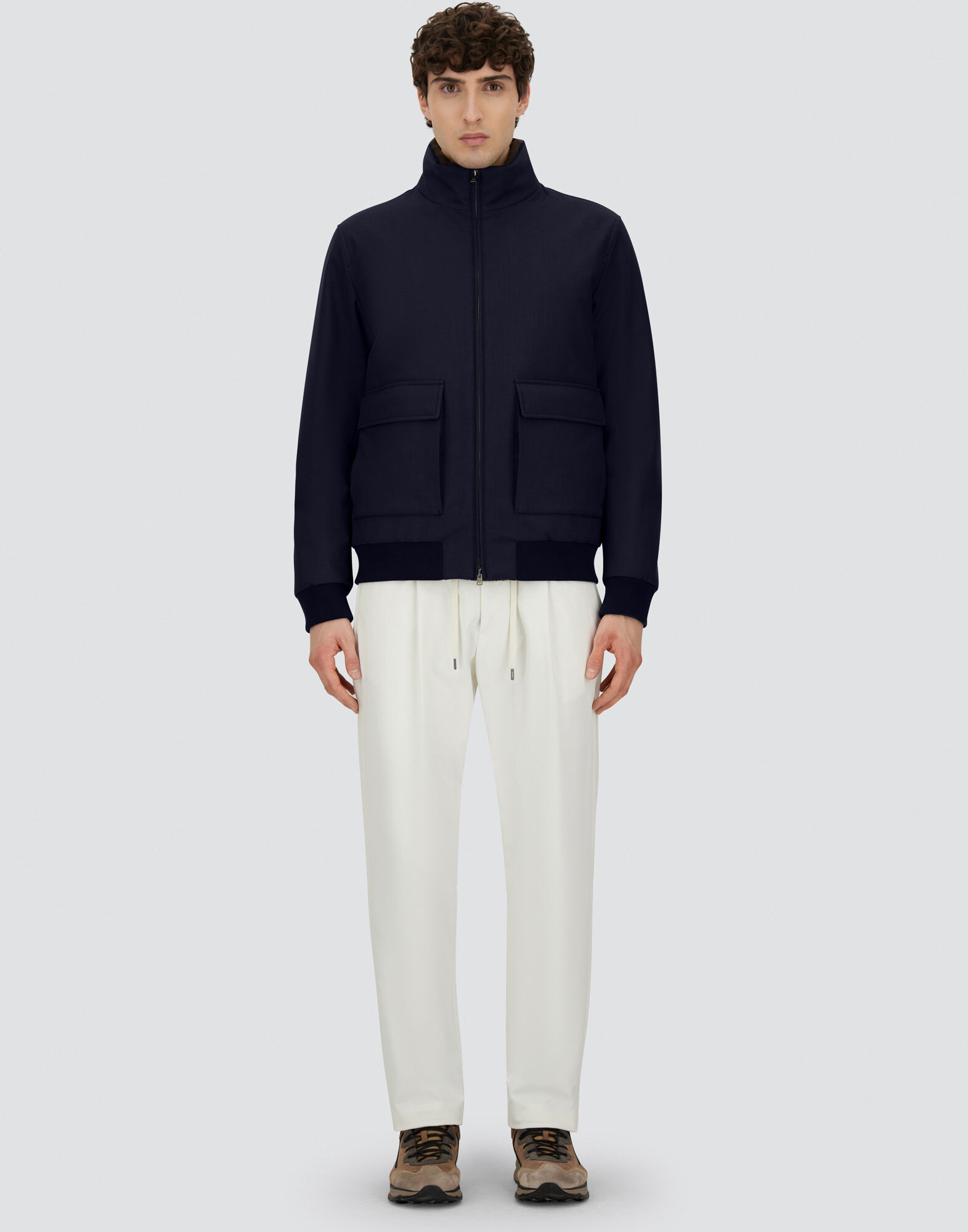 ウールボンバージャケット　ネイビー　M 中綿　ラグラン　厚手　フライト ラコステ LACOSTE 撥水ボンバージャケット（ブラック