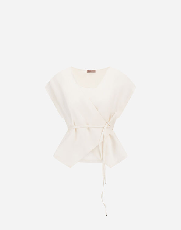Herno RESORT TOP IN FADE-EFFECT LINEN White BL00022DR17105Z1000