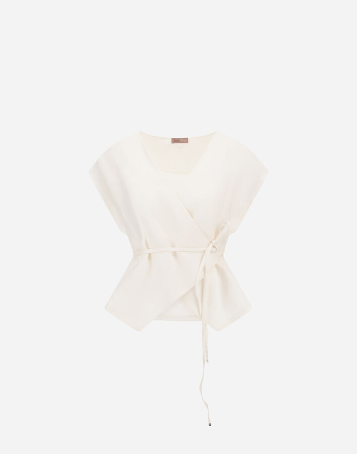 Herno RESORT TOP IN FADE-EFFECT LINEN White BL00022DR17105Z1000