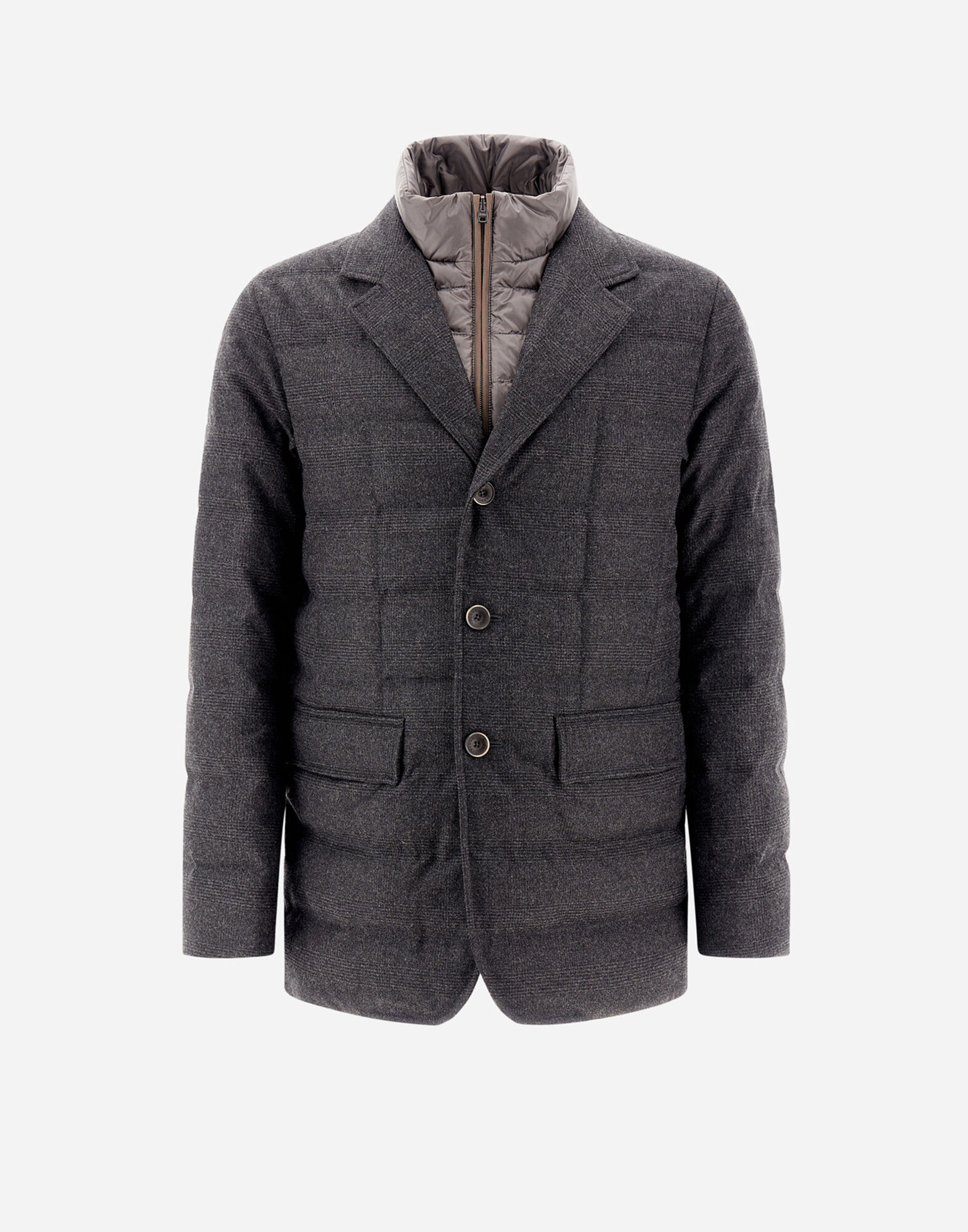 Herno GLEN PLAID WOOL & CASHMERE BLAZER Grey PI001194U334279480
