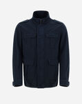 Herno GARMENT-DYED LINEN & COTTON FIELD JACKET Blue FI000094U131479200T01