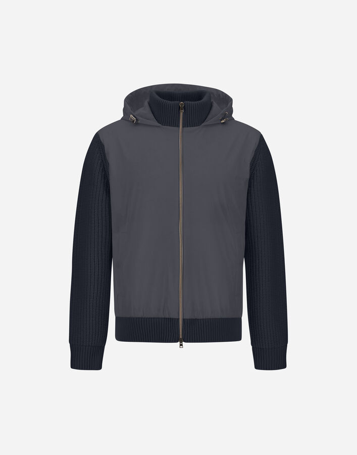 Herno RESORT IN CARDIGAN IN COB CARDED G.5 WOOL AND TRAVEL NYLON PONENTE Navy Blue MC00048UR701469200