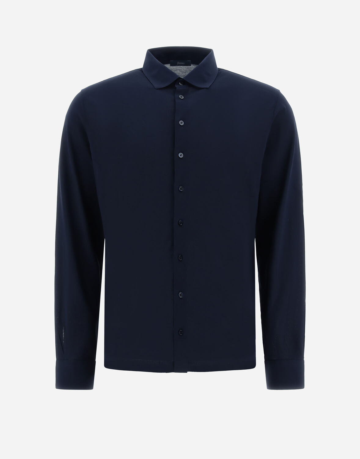 Herno Shirt In Crepe Jersey In Navy Blue