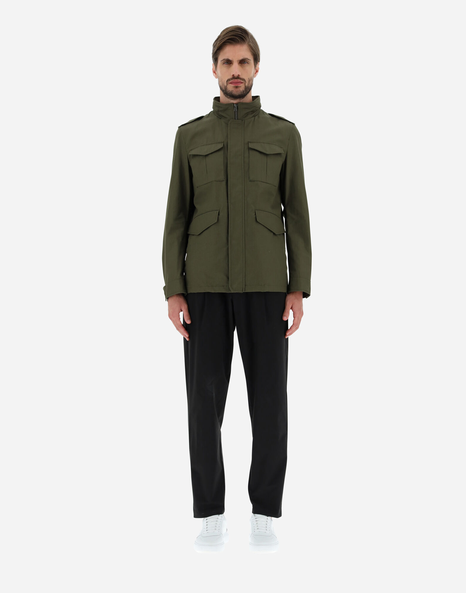 FIELD JACKET IN LIGHT COTTON STRETCH in Light Military for 