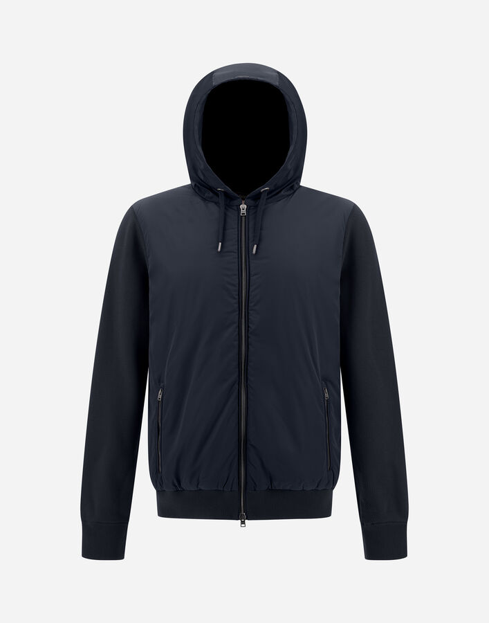 Herno PIQUE' KNIT AND NYLON JACKET Navy Blue MC000168U720569200