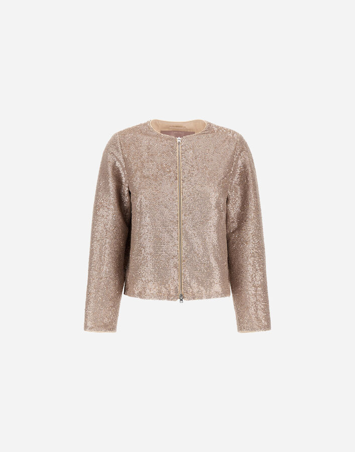 Herno RESORT BOMBER JACKET IN MATT SEQUINS Chantilly GI00050DR127411985