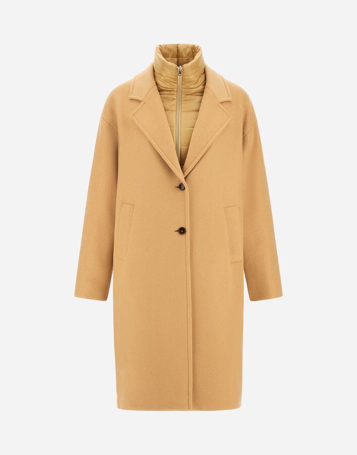 Herno COAT IN VELOUR WOOL CLOTH AND NYLON ULTRALIGHT Light Camel CA000594D334772113