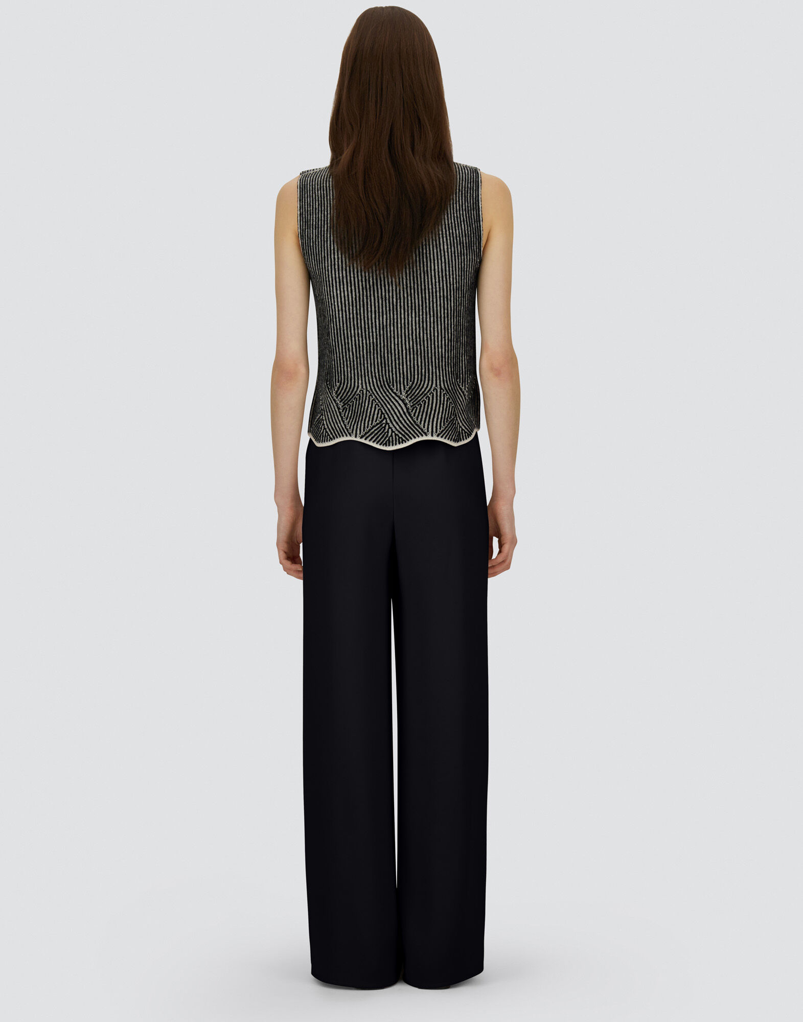 レディース ツートーンヴァニセウール ベスト ホワイト/ブラック