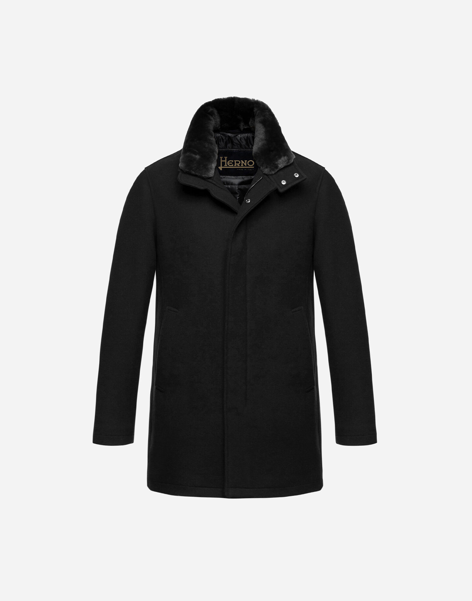ジャケット・アウター HERNO DIAGONAL WOOL CHESTER COAT Herno Diagonal Wool Blend Car Coat with Removable Faux Fur