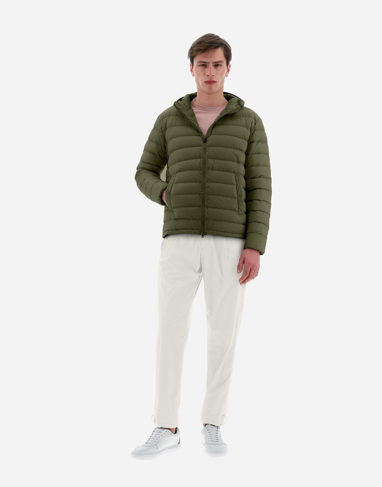 PIUMINO GIUBBOTTO TRAVEL HERNO UOMO RESORT in Light Military for