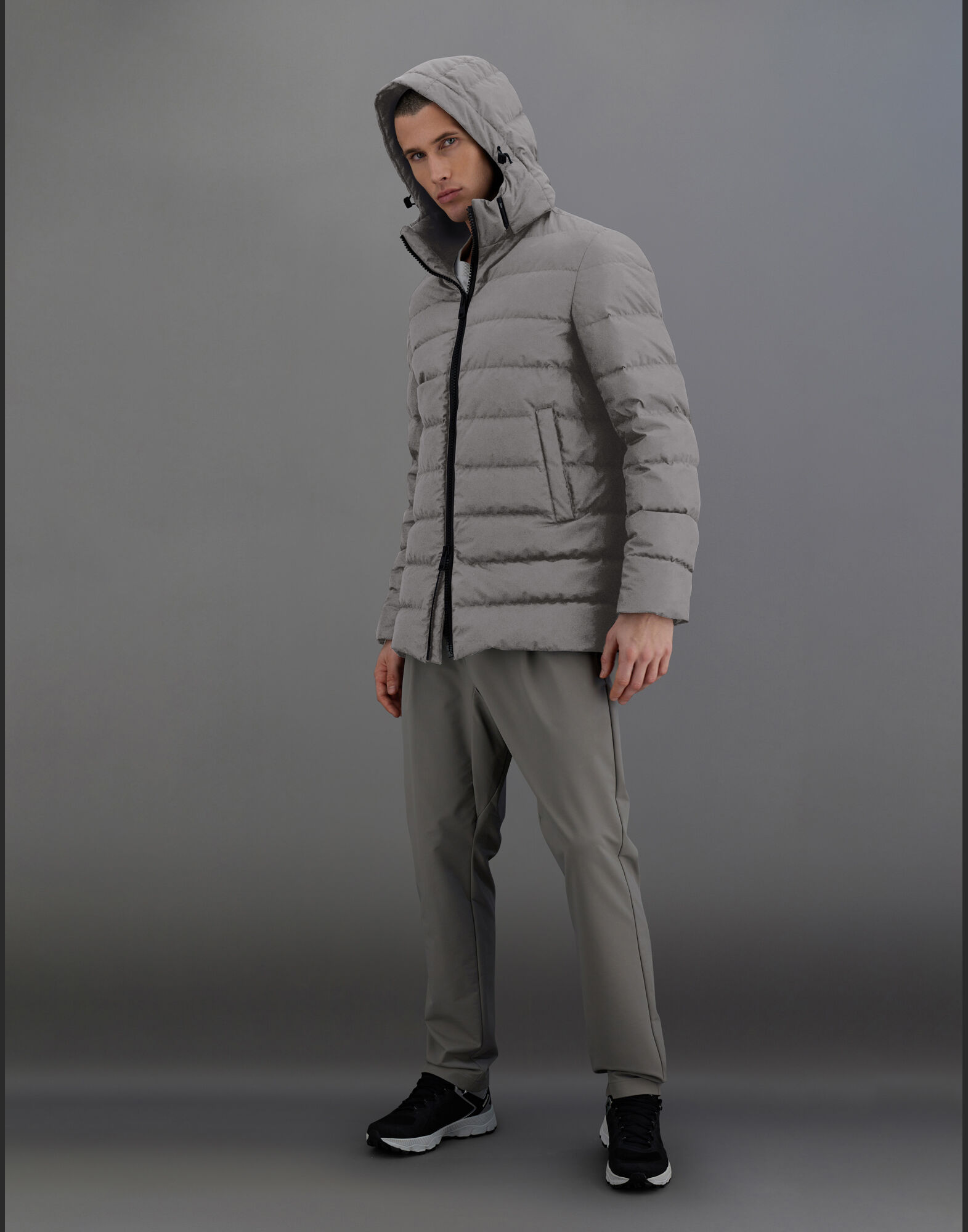 メンズ ラミナー ゴアテックス インフィニアム ウィンドストッパー コート グレー | Herno® (ヘルノ)