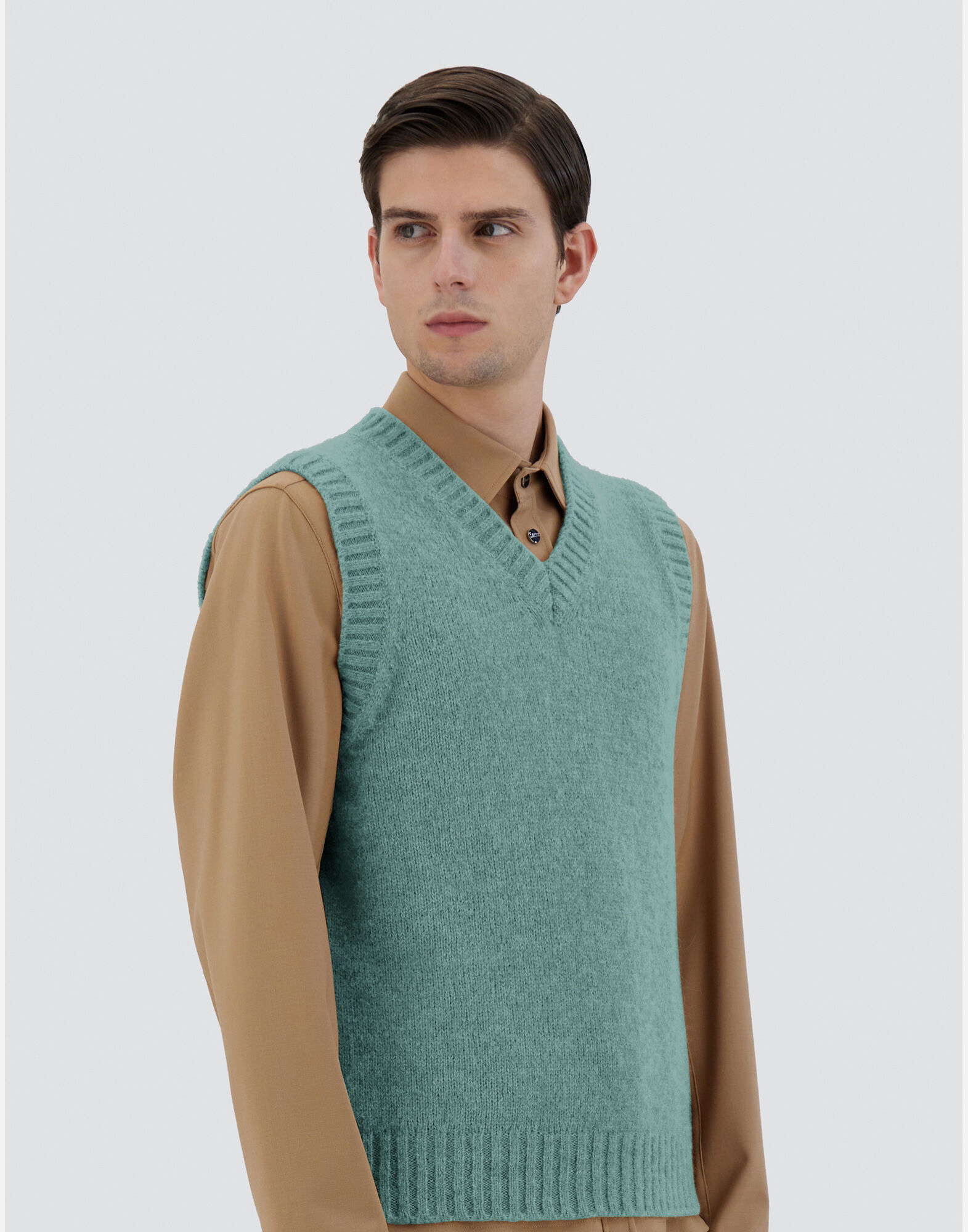 VEST IN PLAIN ALPACA WOOL in Green for Men Herno