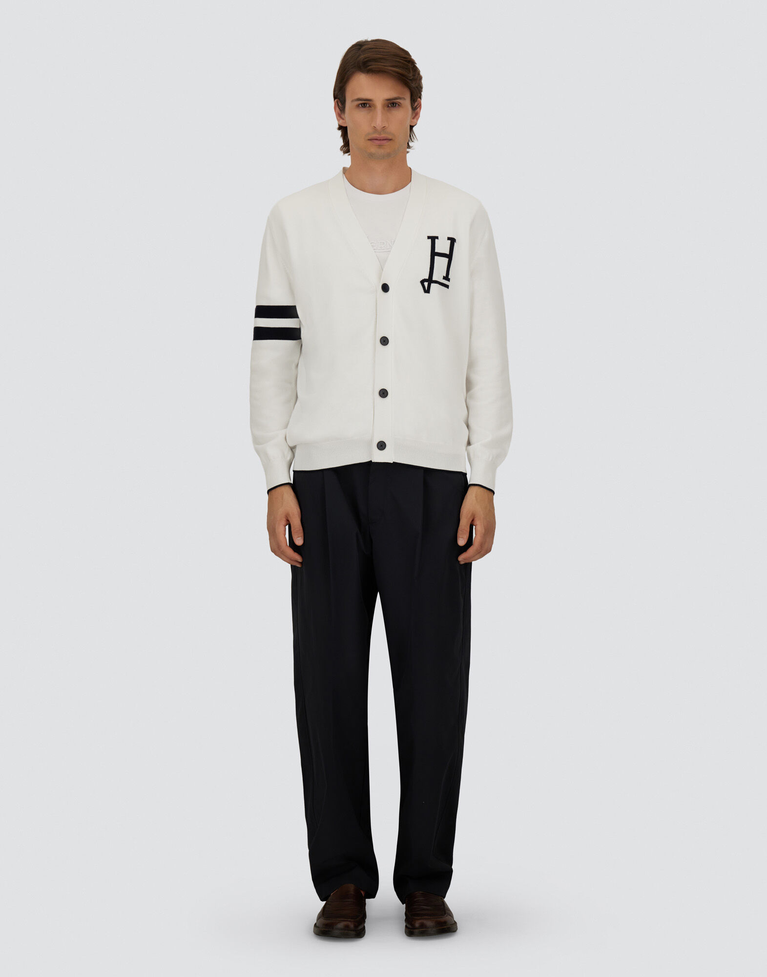 Herno カーディガン メンズ Hロゴコットン カーディガン ホワイト | Herno® (ヘルノ)