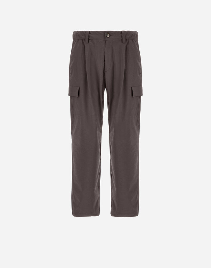 Herno RESORT CARGO TROUSERS IN MELANGE-EFFECT STRETCH NYLON Dark Brown PT00035UR12742S8800