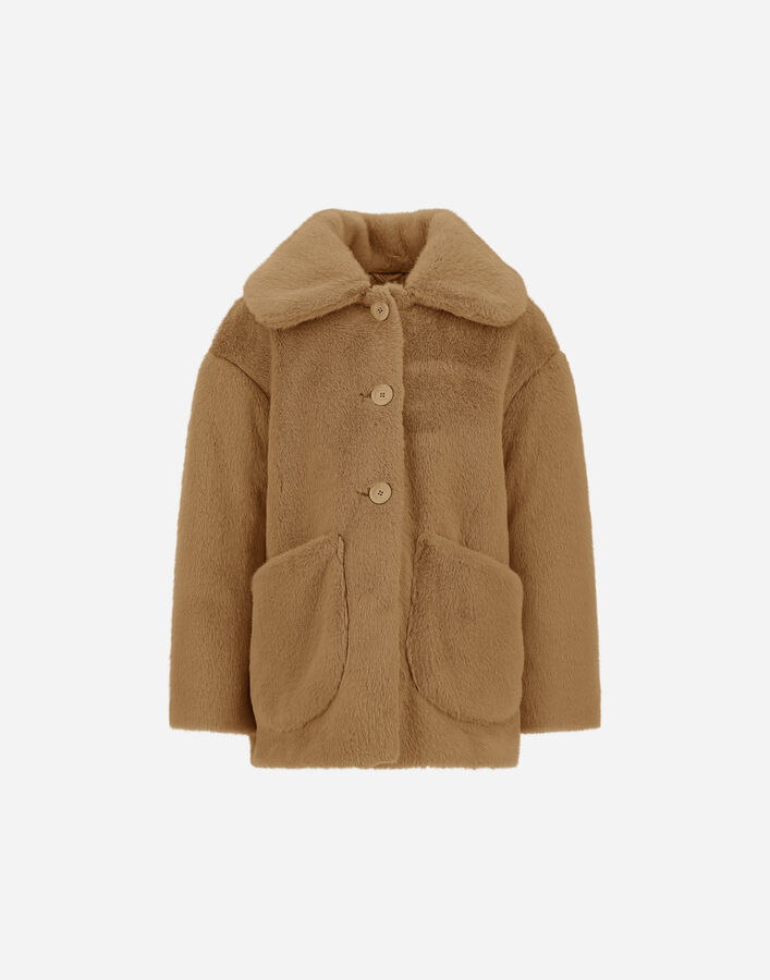Herno BEAVER-EFFECT FUR-TOUCH COAT Camel GI000105G126302157