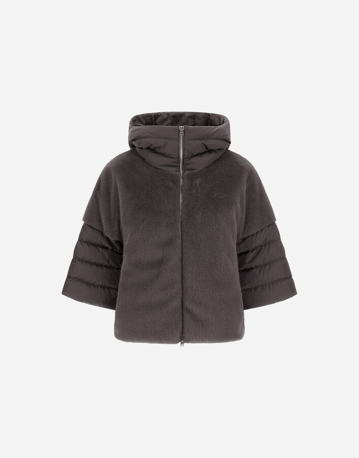 Herno CAPE IN SATIN AND LADY ALTERNATIVE FUR Anthracite PI002132D12170Z9480