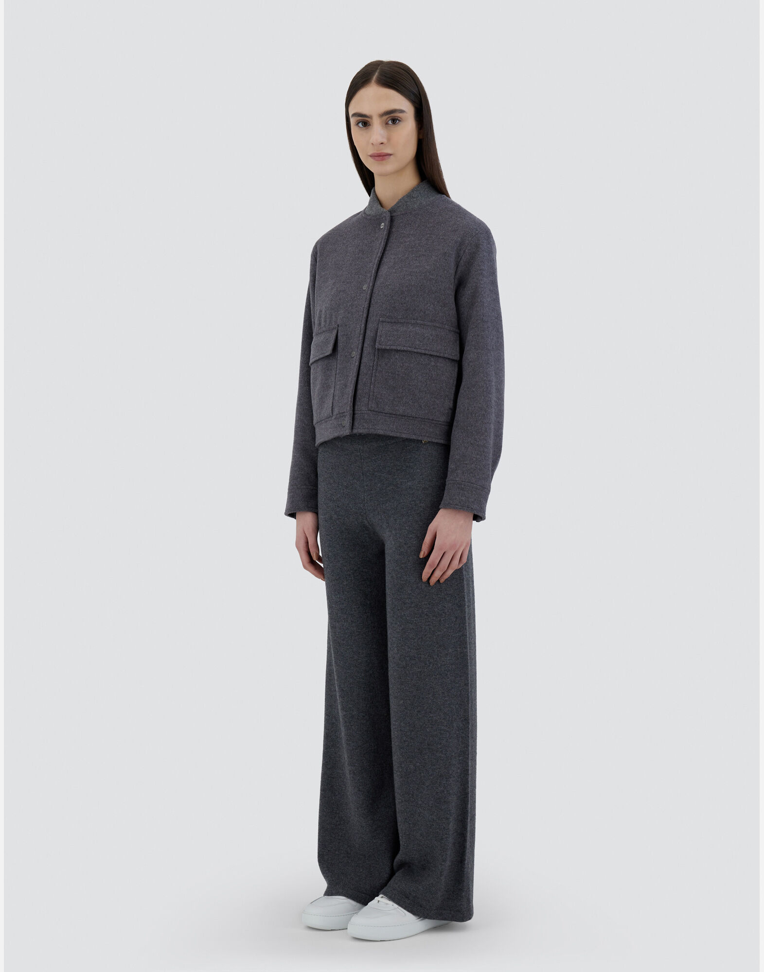 BOMBER JACKET IN LUXURY WOOL AND NYLON ULTRALIGHT in Grey