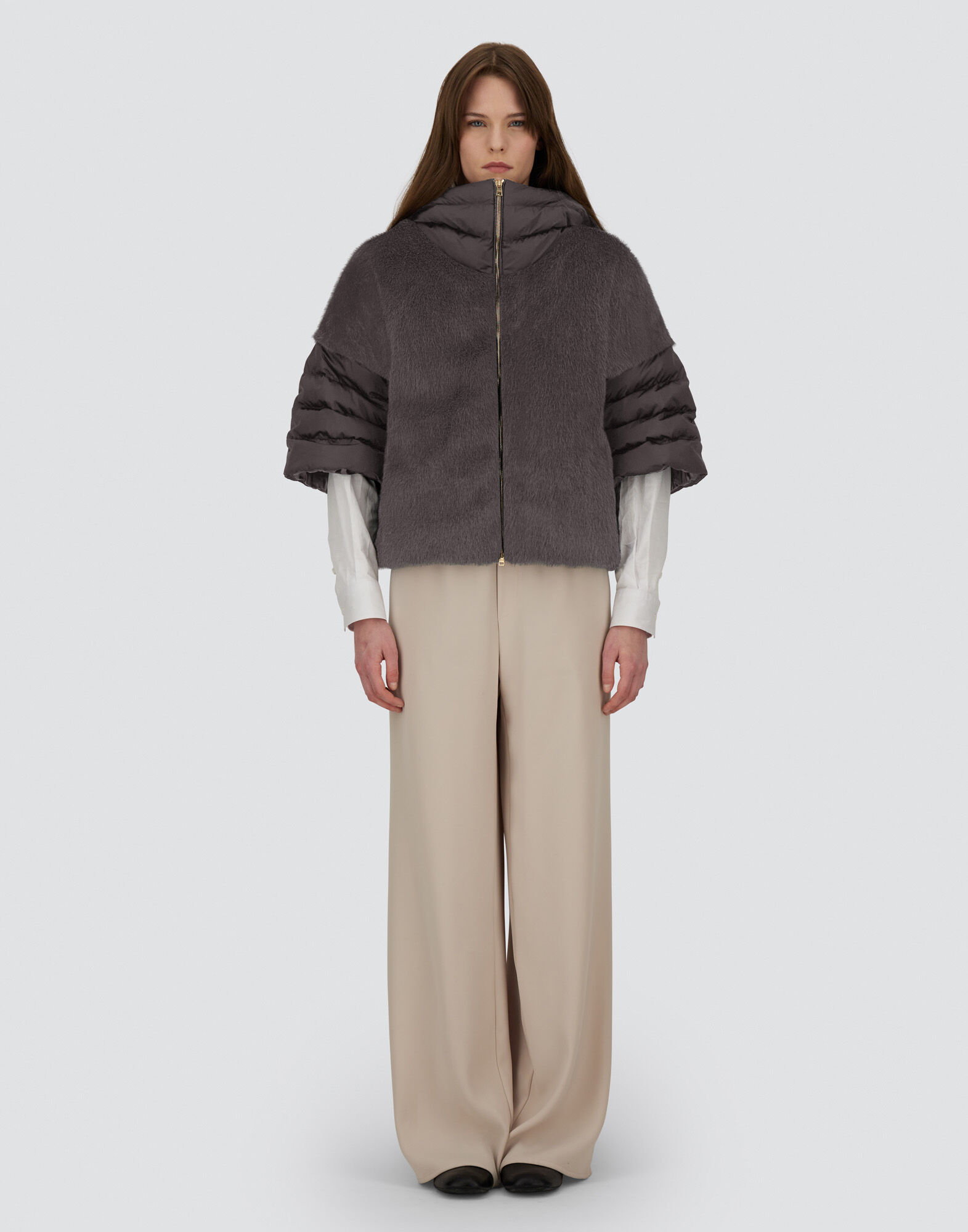 レディース サテン&レディオルタナティブファー ジャケット