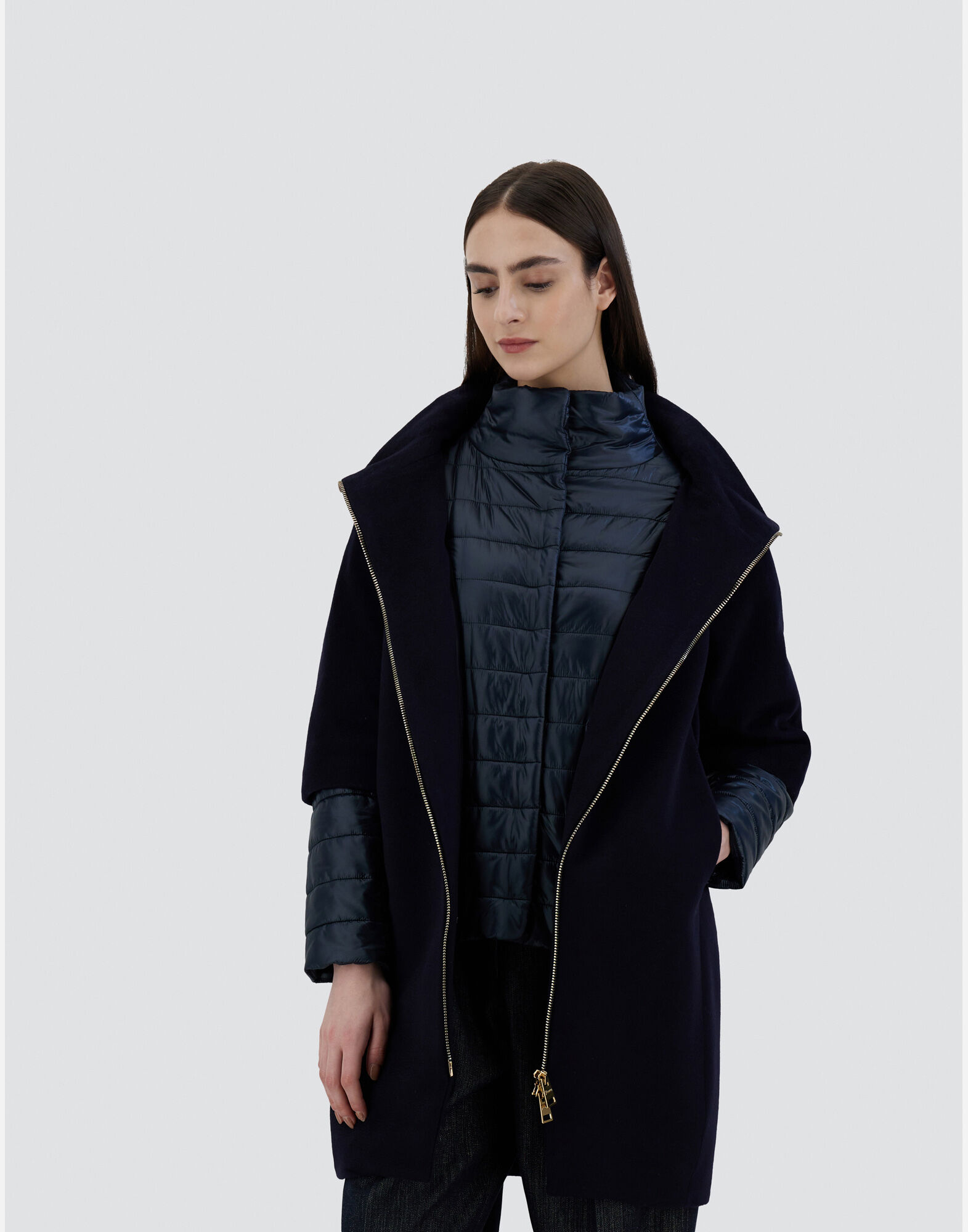 Herno navy coat sales