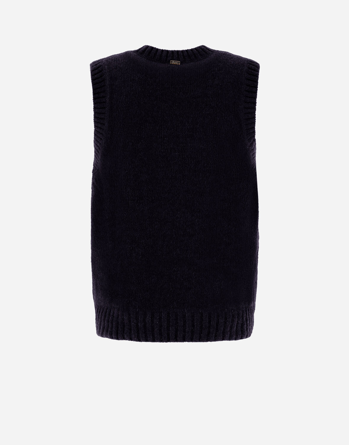 Herno Vest In Plain Alpaca Wool In Navy Blue